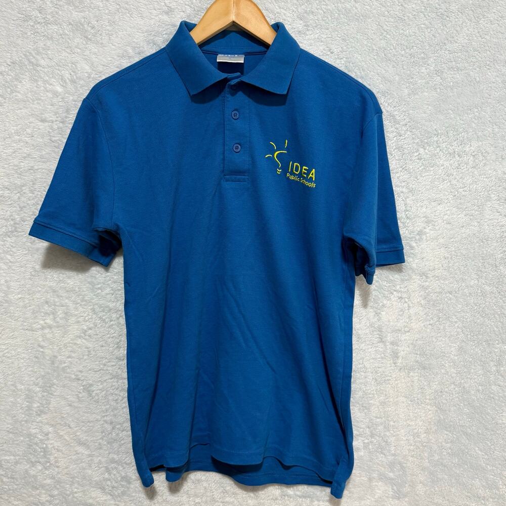 Idea Apparel Mens Adult M Blue Short Sleeve Embroidered Polo Shirt Heavyweight